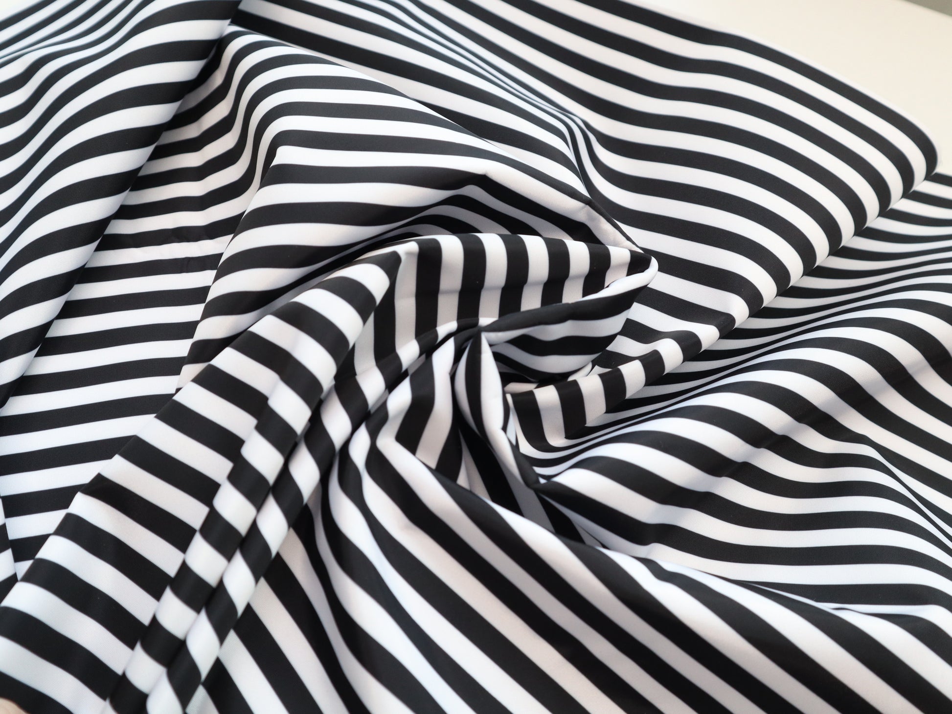 Lux Bonded Poly/Nylon- Black and White 1/4" Stripe