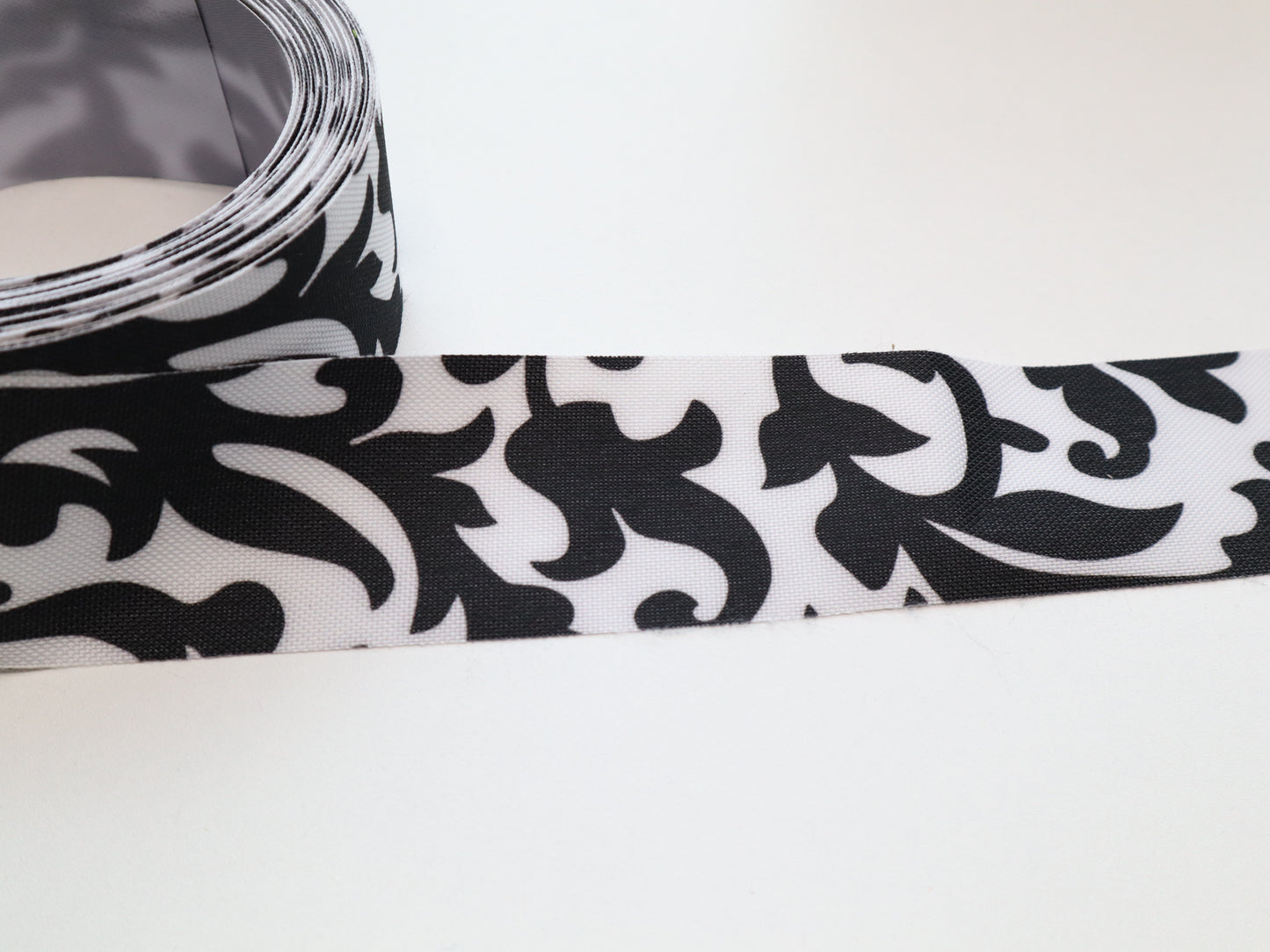 WPC Ribbon By the Yard - Black & White Scroll