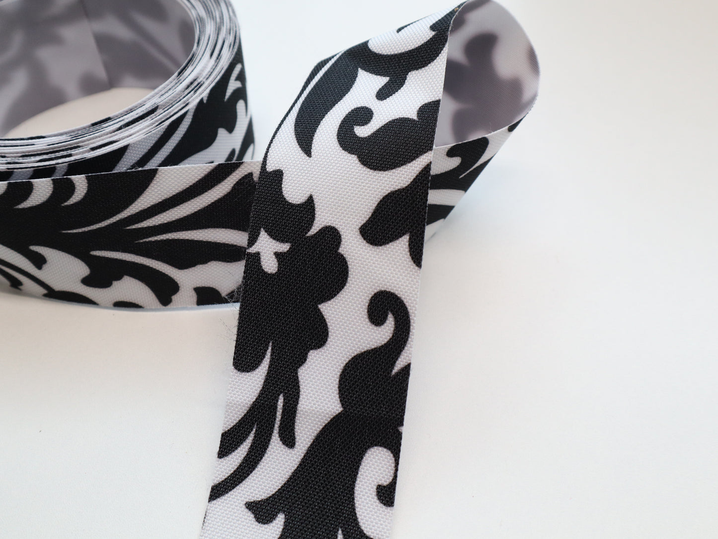 WPC Ribbon By the Yard - Black & White Scroll