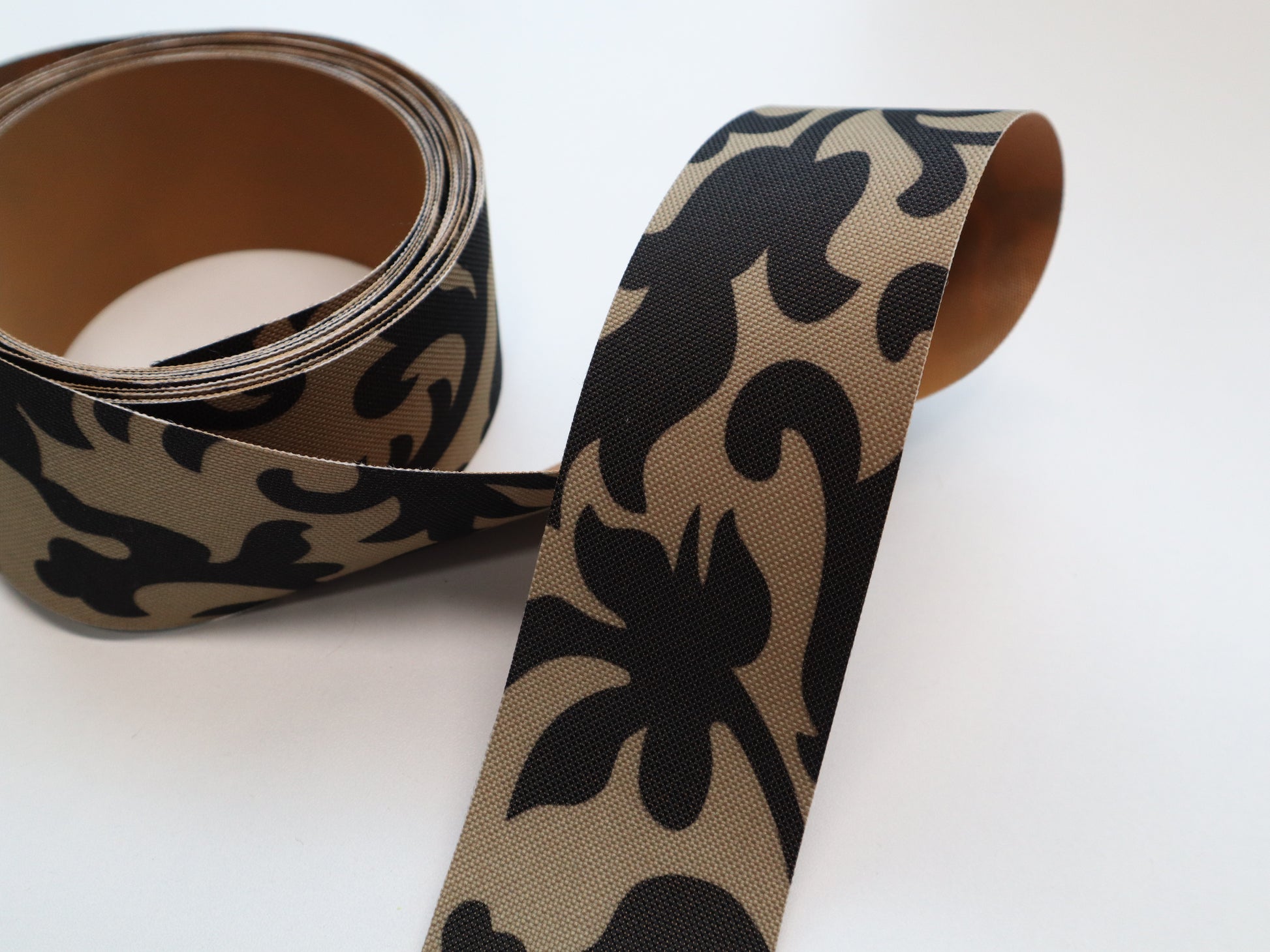 WPC Ribbon By the Yard - Beige & Black Scroll