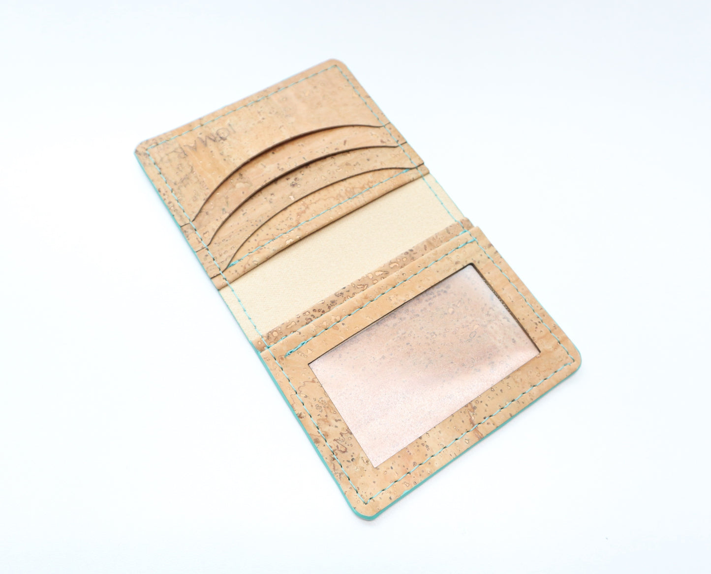 Slim Fold Wallet- Natural & Turqoise