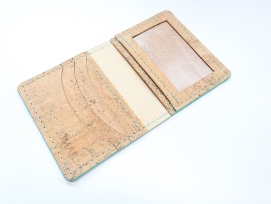 Slim Fold Wallet- Natural & Turqoise