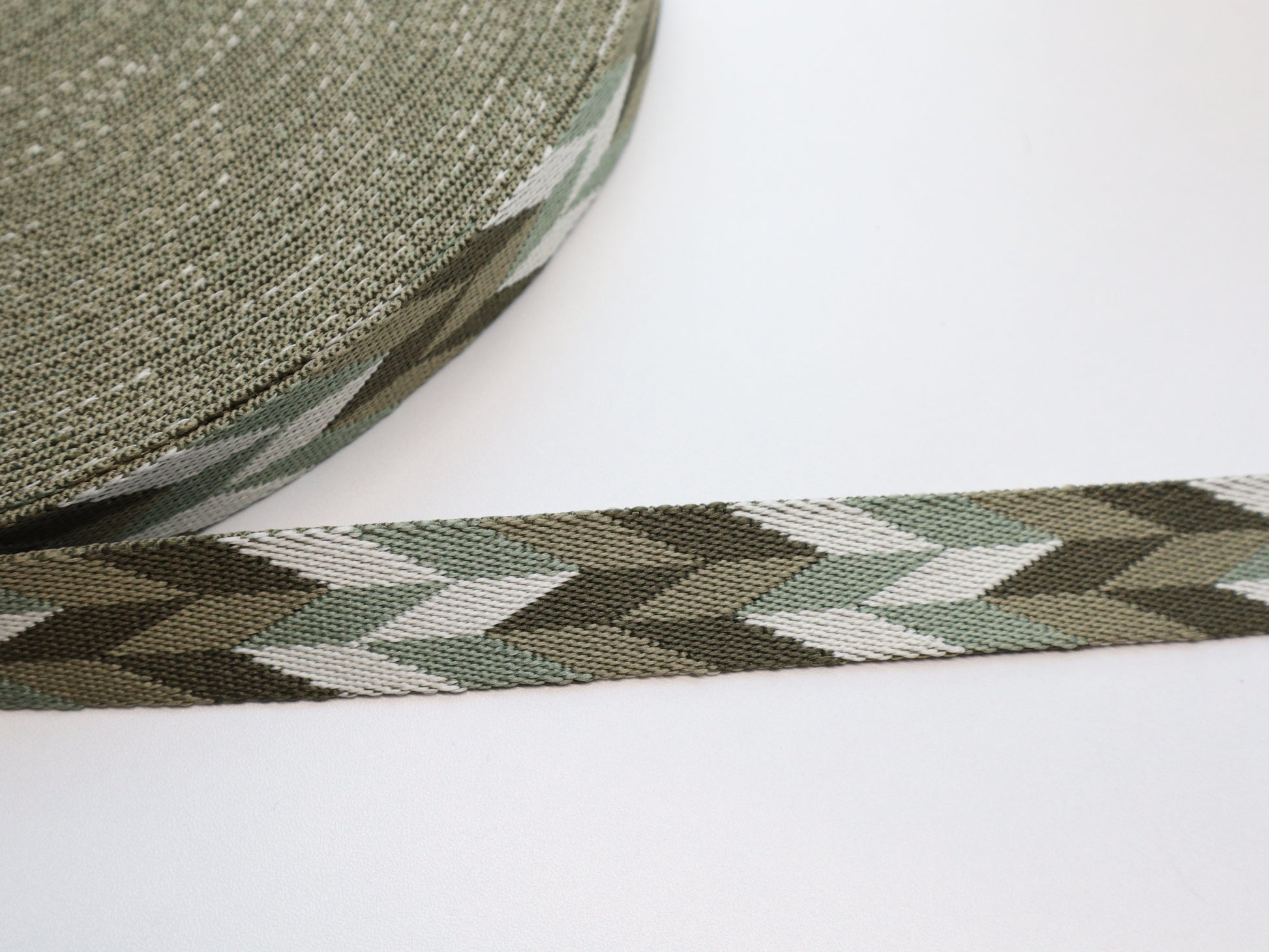 1" Webbing By the Yard - Mini Chevron Green