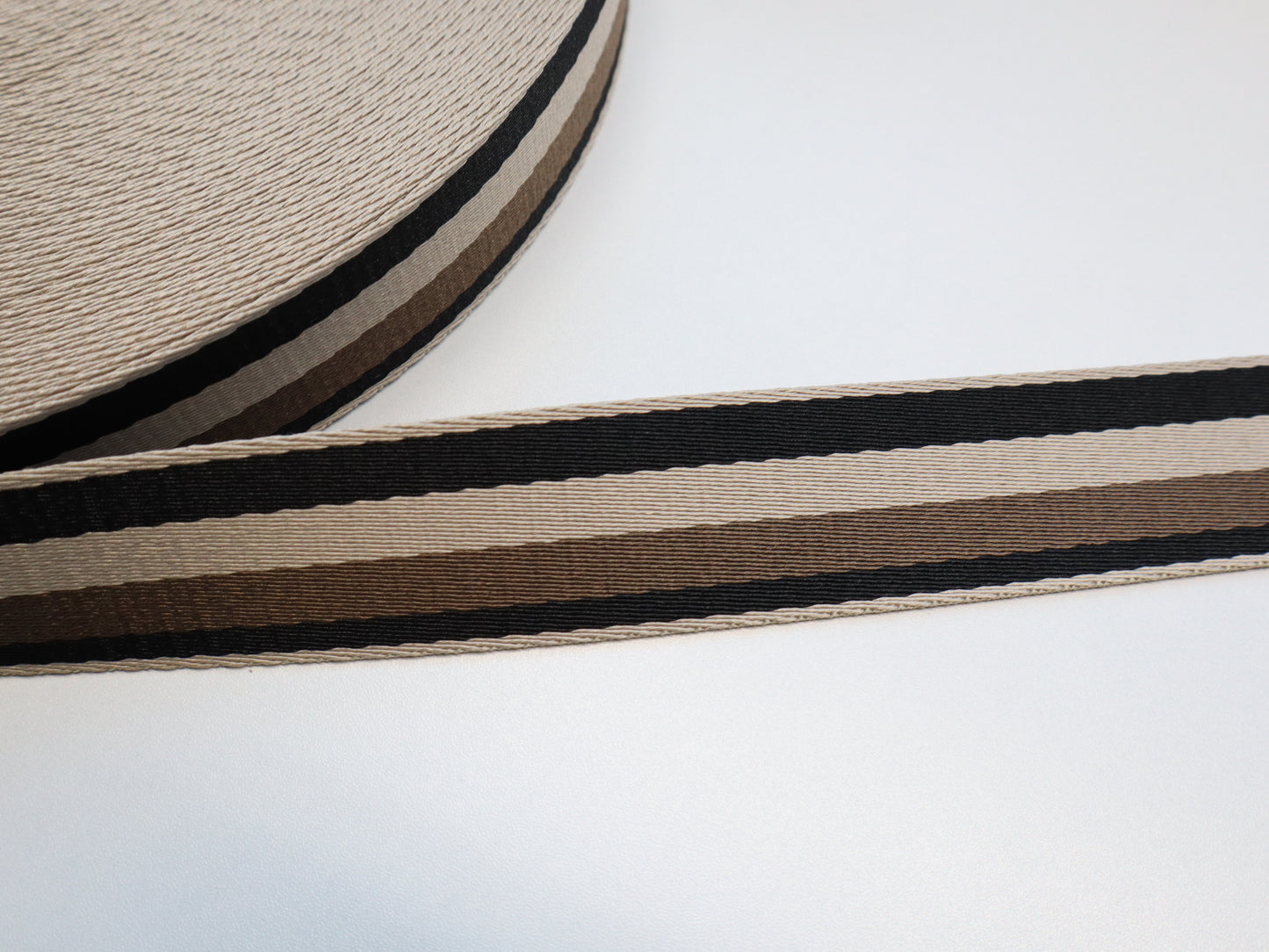 1.5" Webbing By the Yard - Stripes Brown & Black