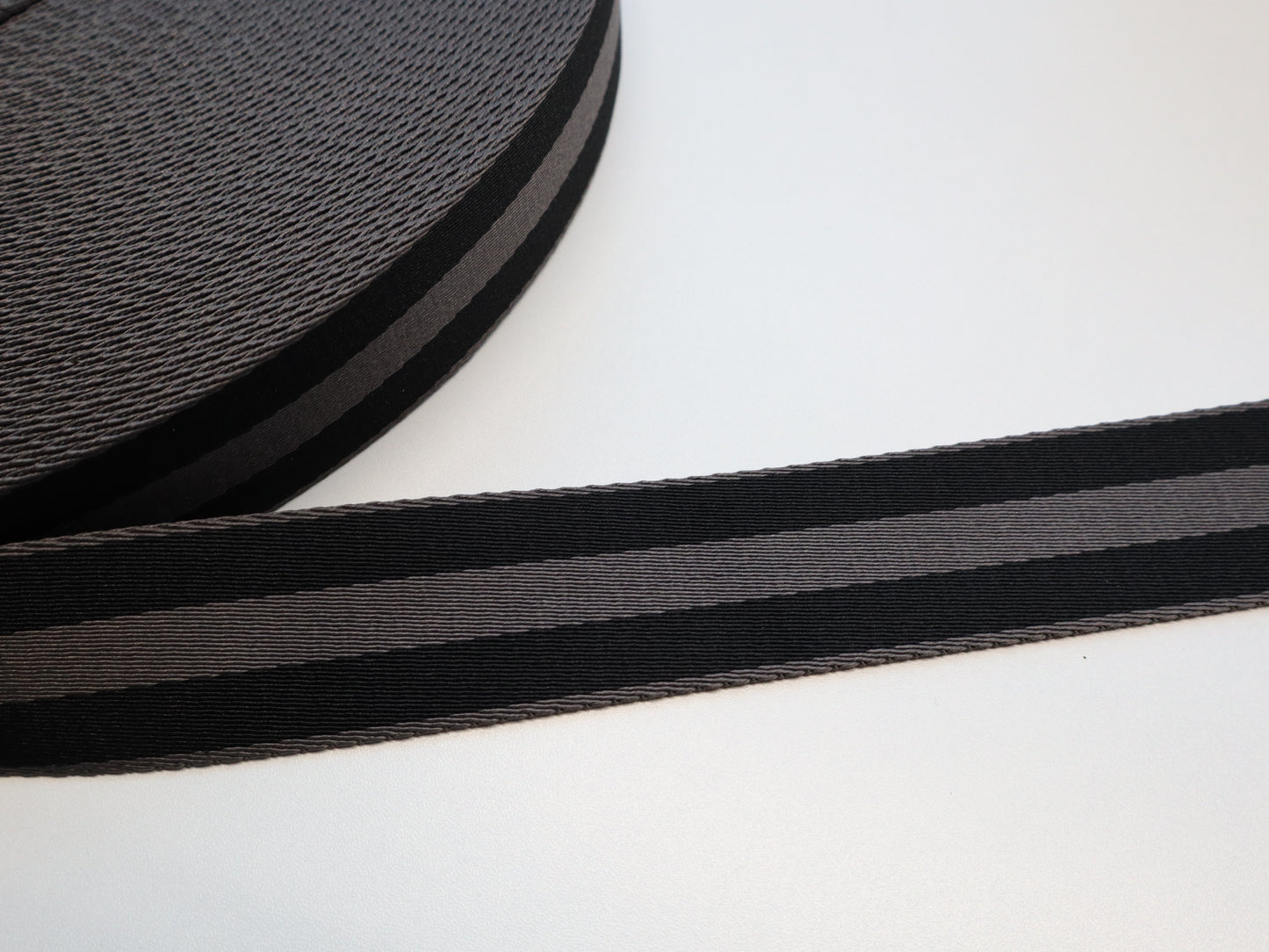 1.5" Webbing By the Yard - Stripes Black & Grey