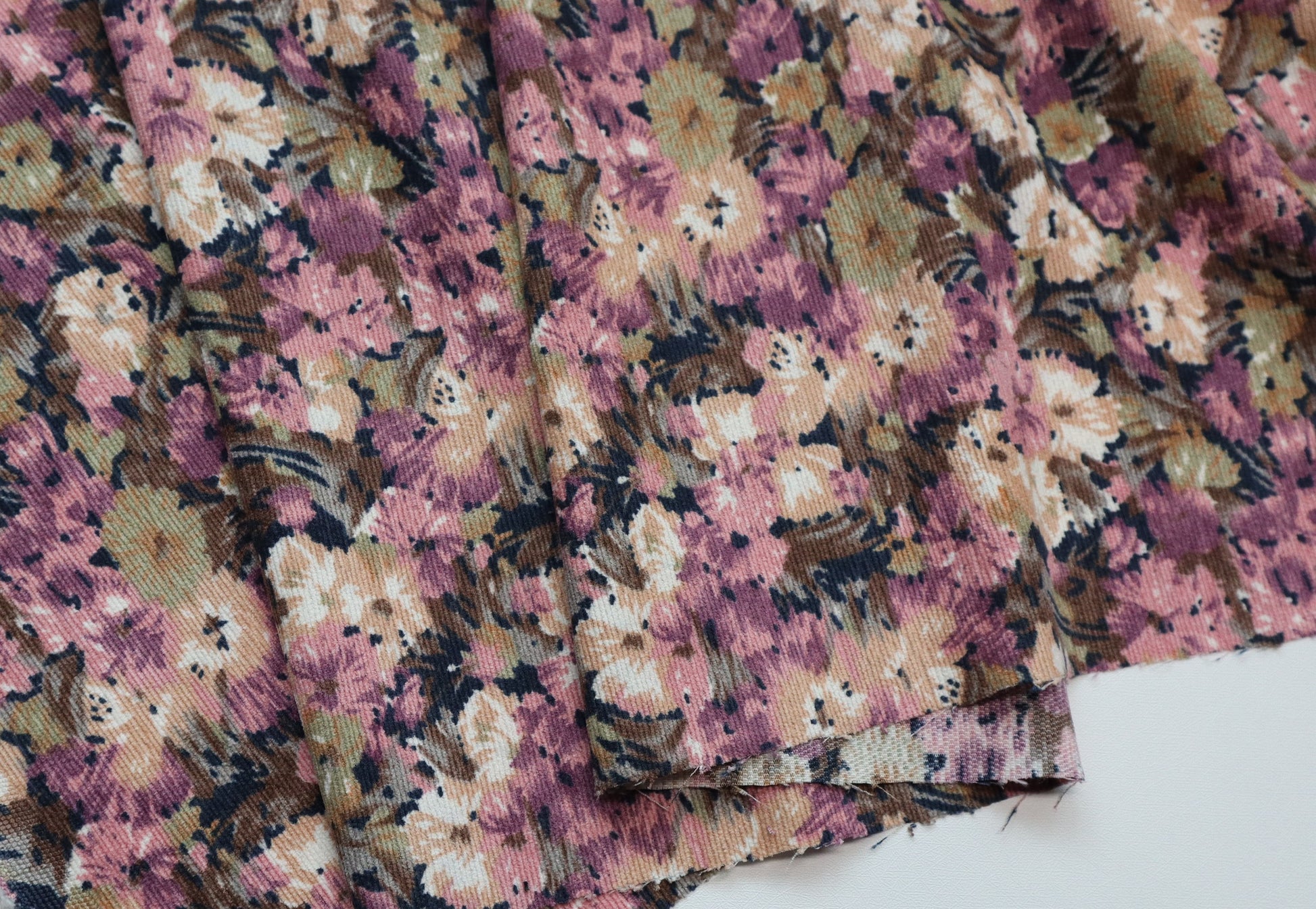 Corduroy 21 wale- 1/2 YARD Mauve Flora