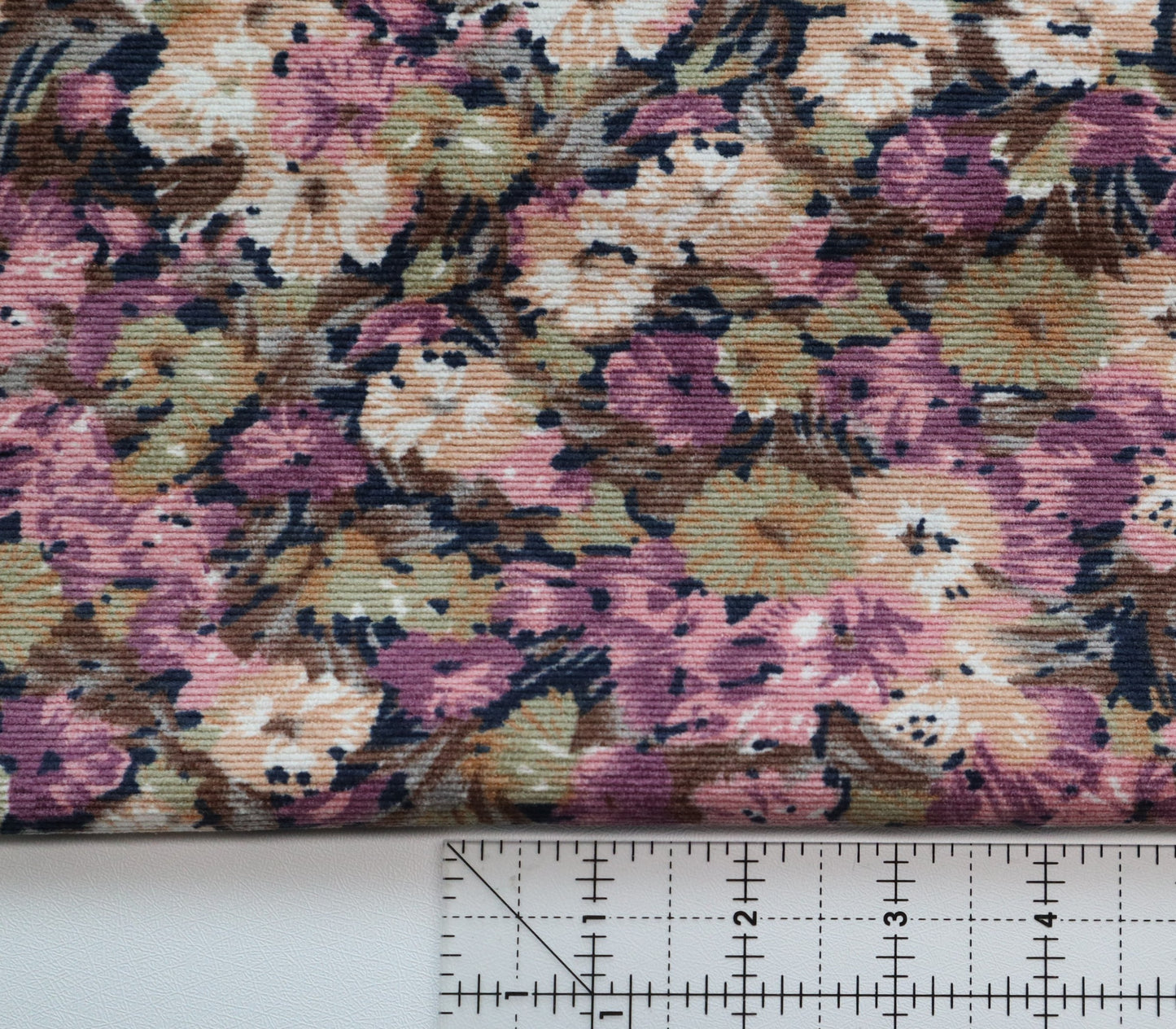 REMNANT/OFFCUT - Corduroy 21 Wale - Mauve Flora 19" x 56"
