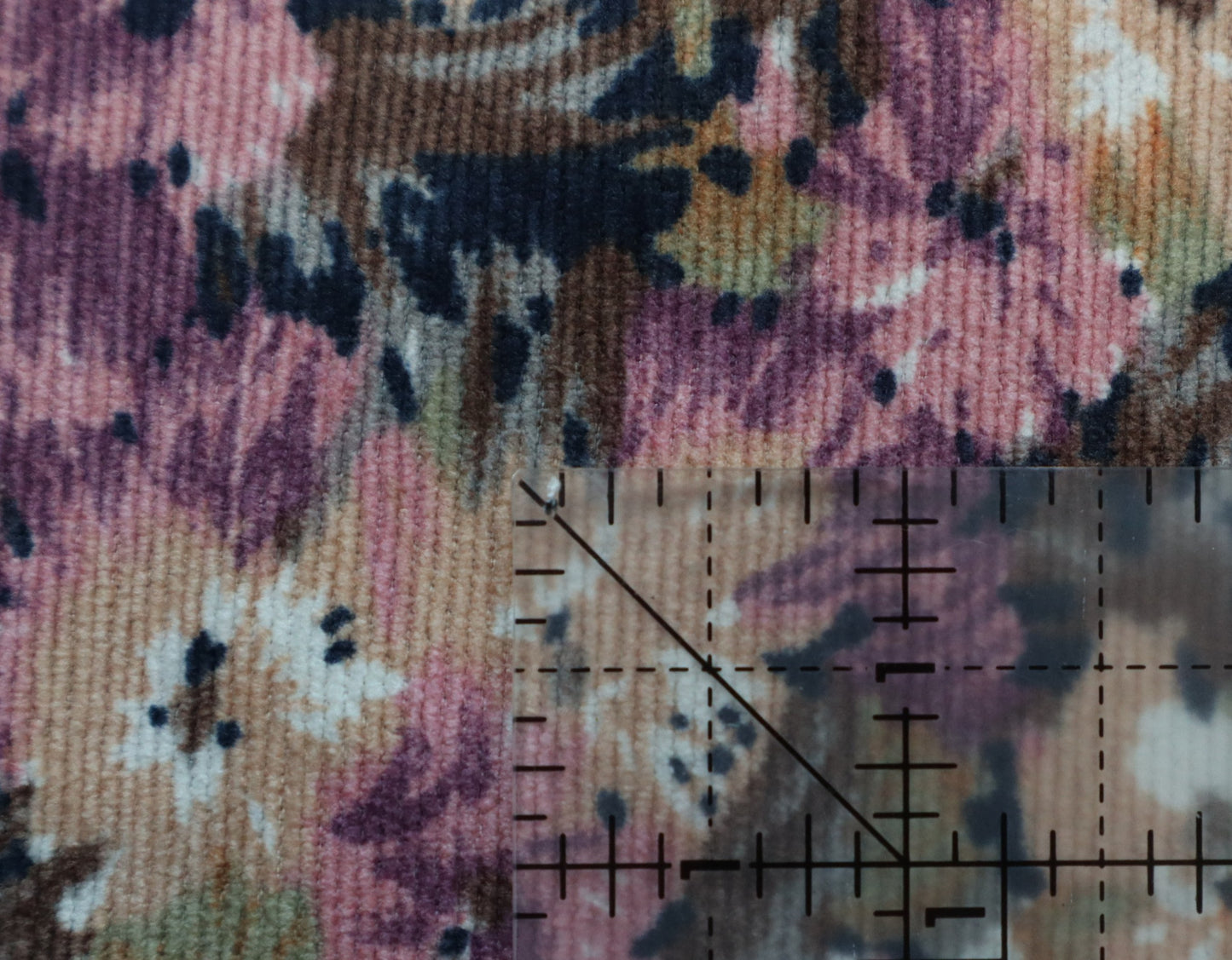REMNANT/OFFCUT - Corduroy 21 Wale - Mauve Flora 19" x 56"
