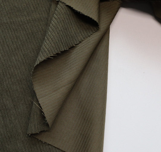 REMNANT/OFFCUT - Corduroy 7 Wale - Olive Drab- 19.75" x 58"