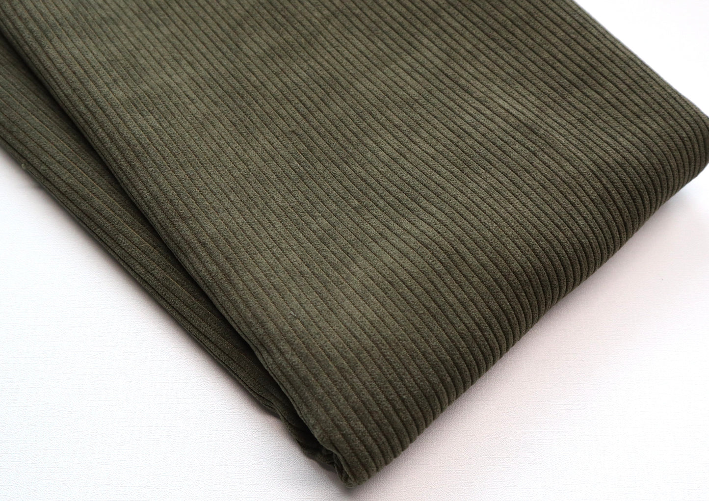 REMNANT/OFFCUT - Corduroy 7 Wale - Olive Drab- 19.75" x 58"