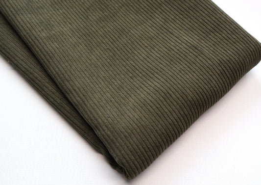 REMNANT/OFFCUT - Corduroy 7 Wale - Olive Drab- 19.75" x 58"