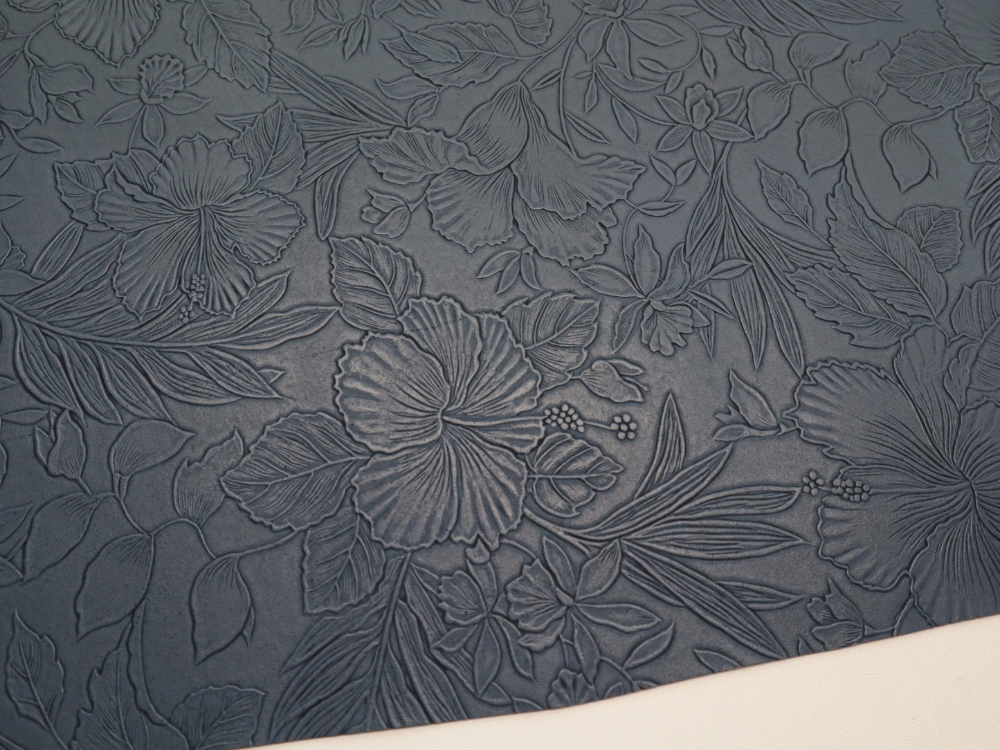 REMNANT/OFFCUT - Embossed Faux Leather - Ink Blue - 18" x 23"