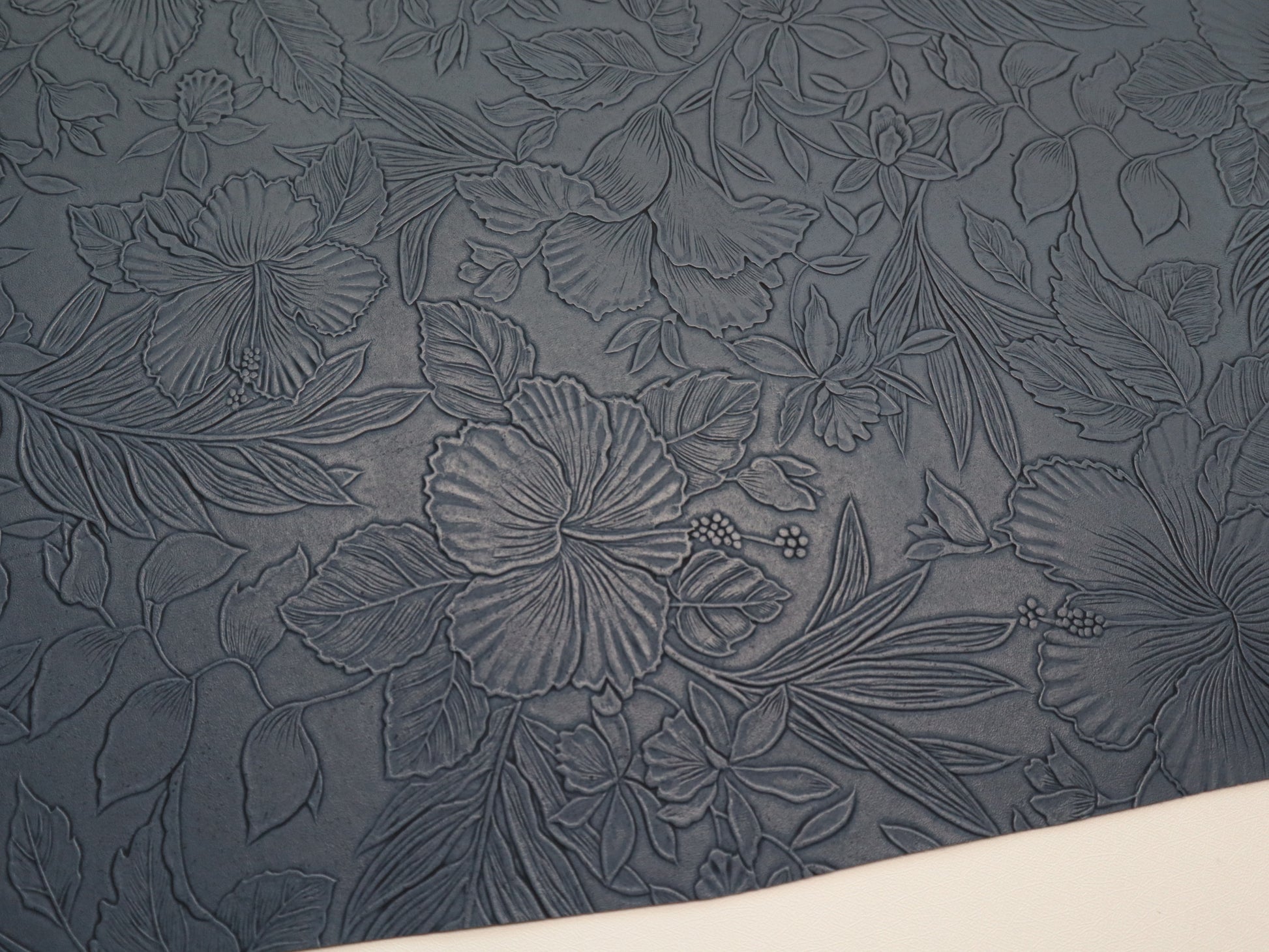 REMNANT/OFFCUT - Embossed Faux Leather - Ink Blue - 18" x 23"