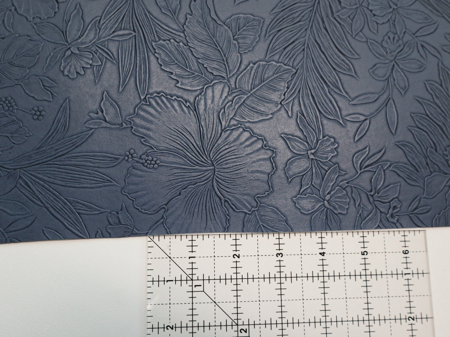 REMNANT/OFFCUT - Embossed Faux Leather - Ink Blue - 18" x 23"