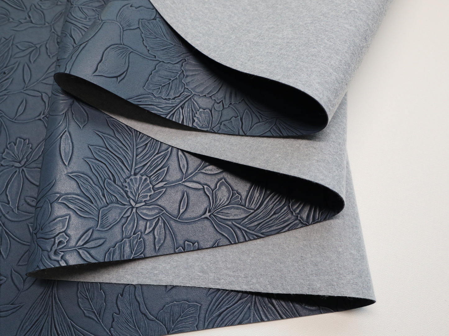 REMNANT/OFFCUT - Embossed Faux Leather - Ink Blue - 18" x 23"