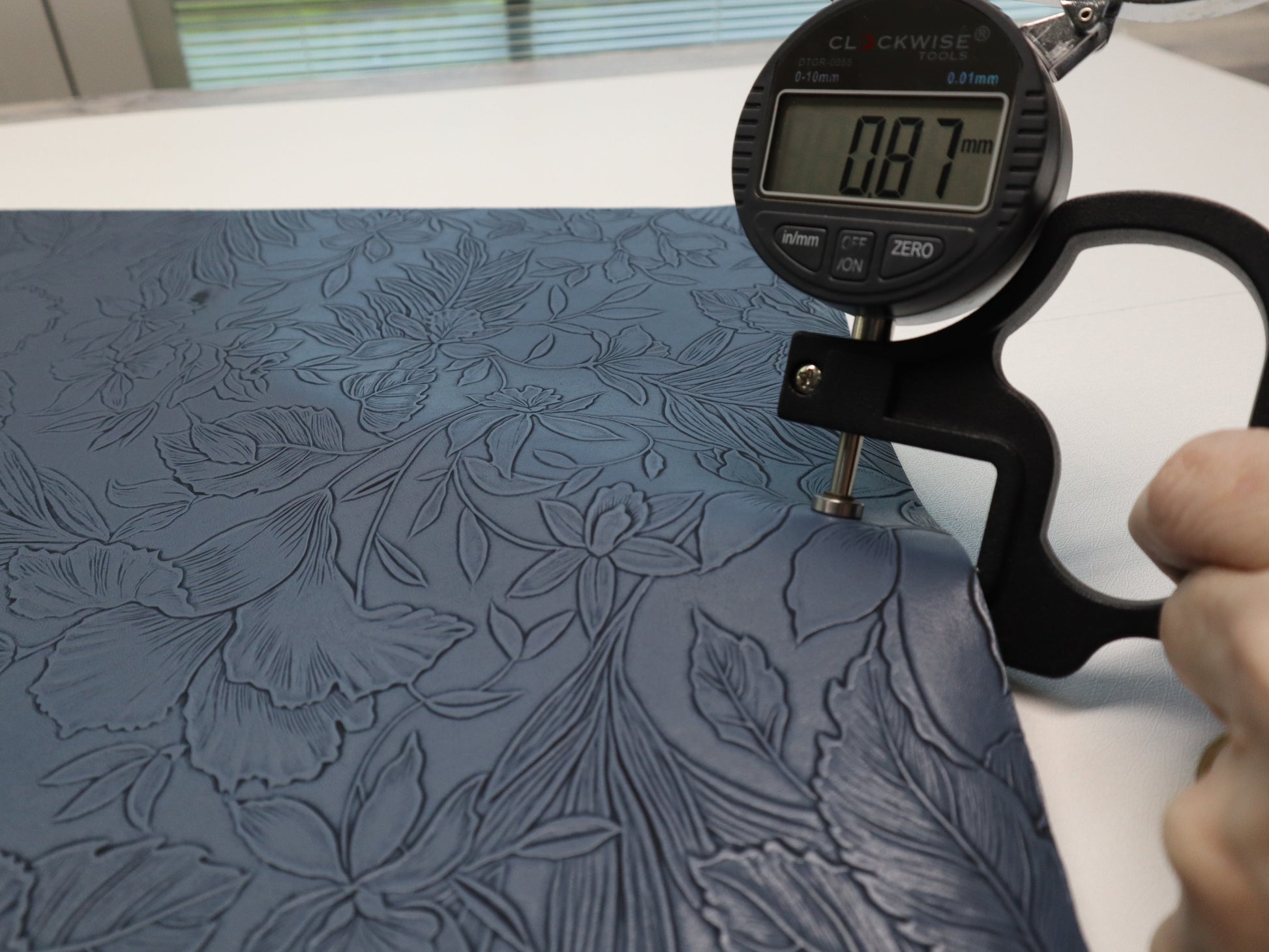 REMNANT/OFFCUT - Embossed Faux Leather - Ink Blue - 18" x 23"