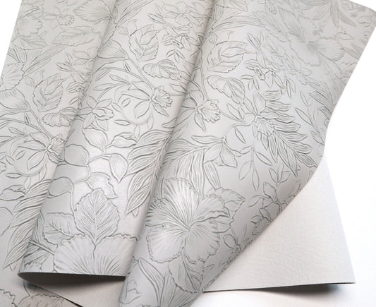 REMNANT/OFFCUT - Embossed Faux Leather - Smoke- 17.5" x 18"