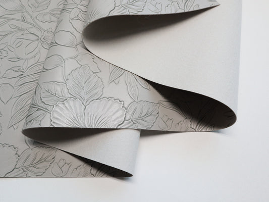REMNANT/OFFCUT - Embossed Faux Leather - Smoke- 17.5" x 18"