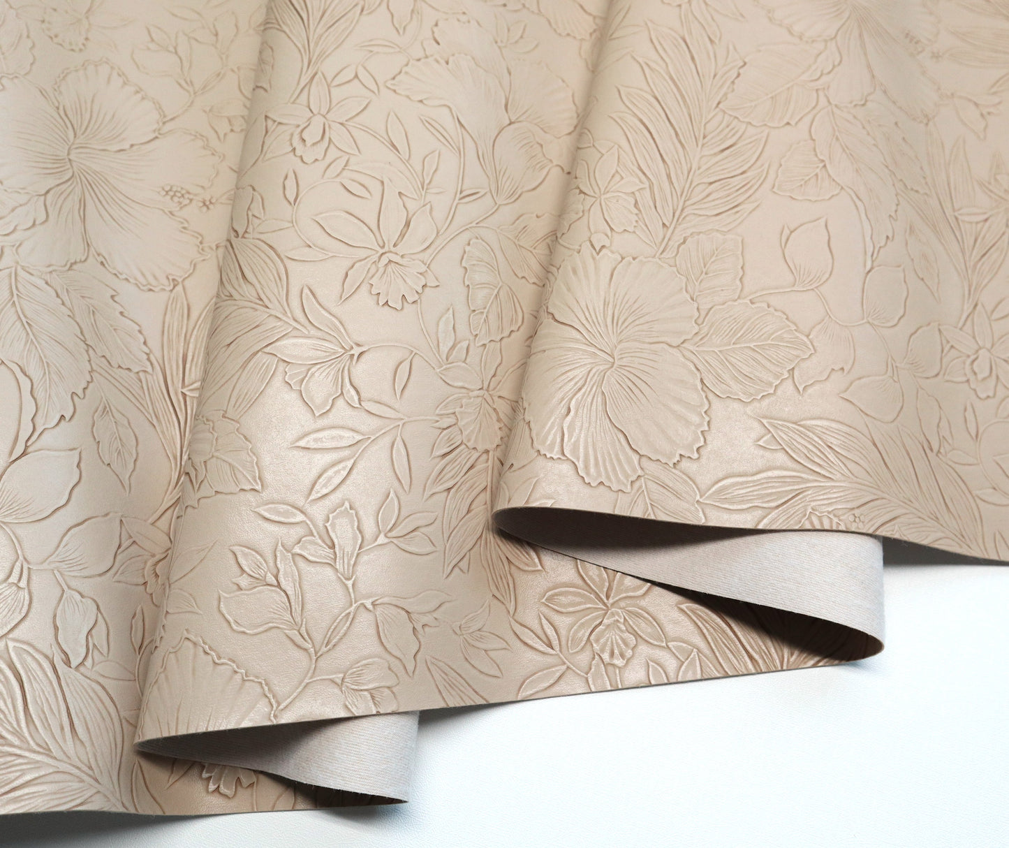 REMNANT/OFFCUT - Embossed Faux Leather - Cashmere - 8" x 26"