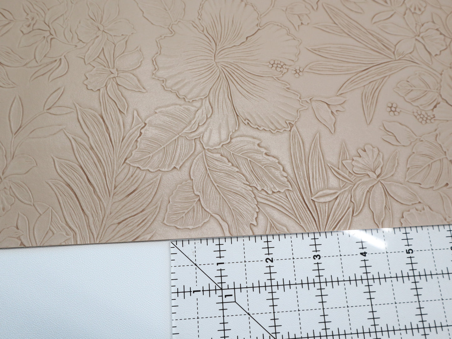 REMNANT/OFFCUT - Embossed Faux Leather - Cashmere - 8" x 26"