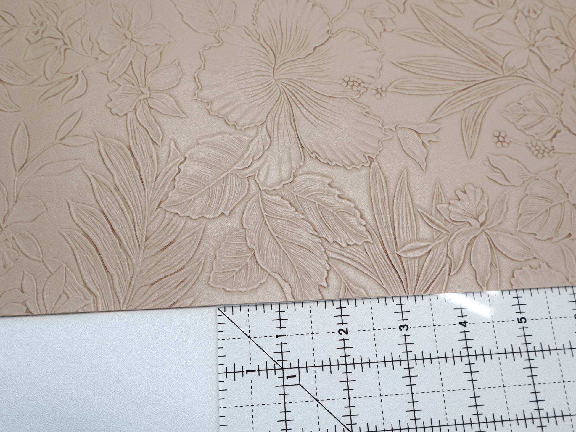 REMNANT/OFFCUT - Embossed Faux Leather - Cashmere - 8" x 26"