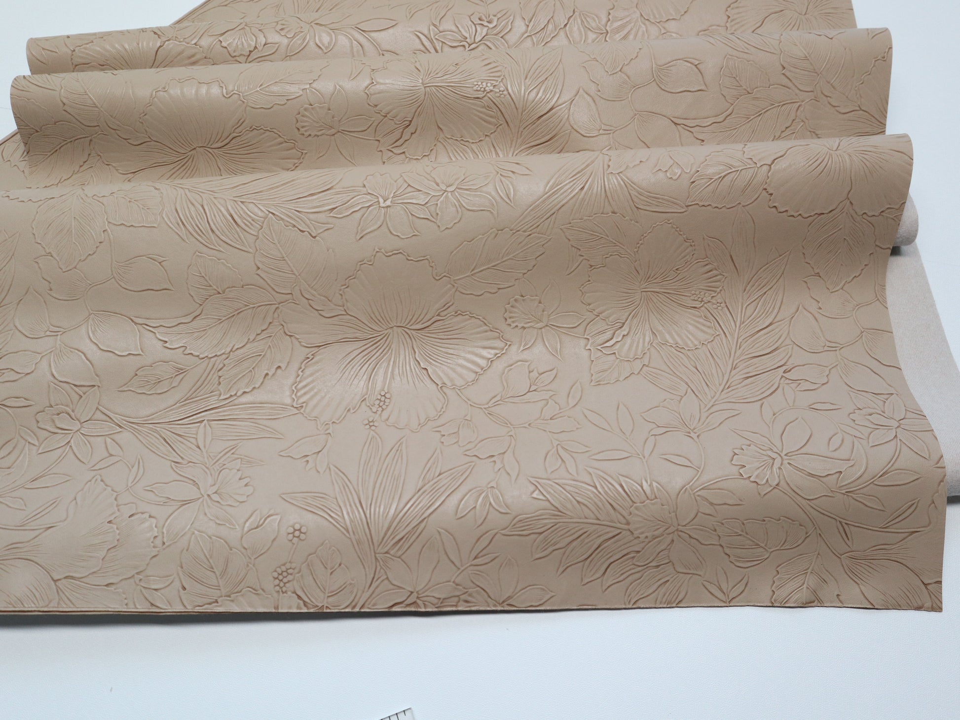 REMNANT/OFFCUT - Embossed Faux Leather - Cashmere - 8" x 26"