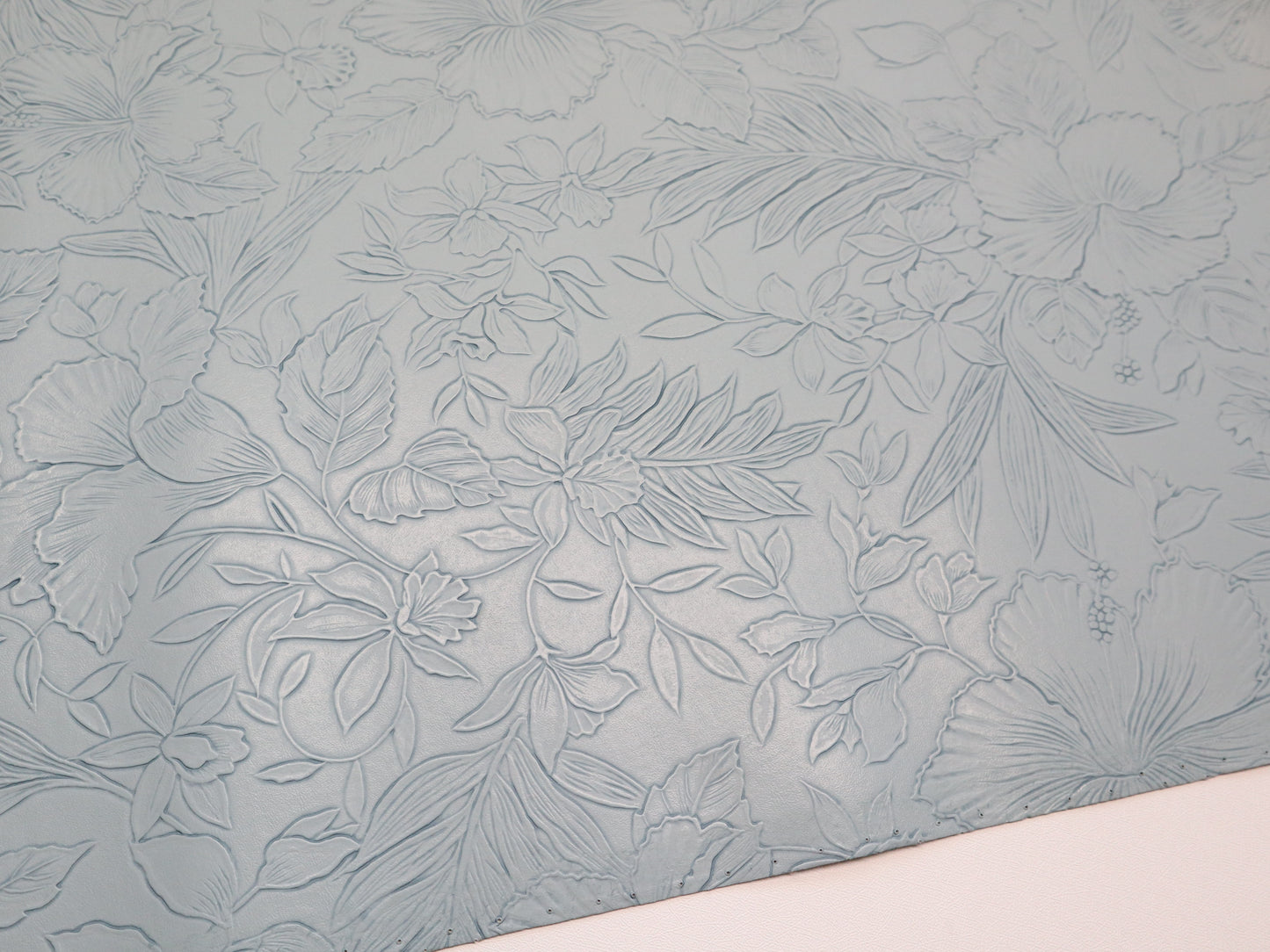 REMNANT/OFFCUT - Embossed Faux Leather - Rain - 16" x 16.5"