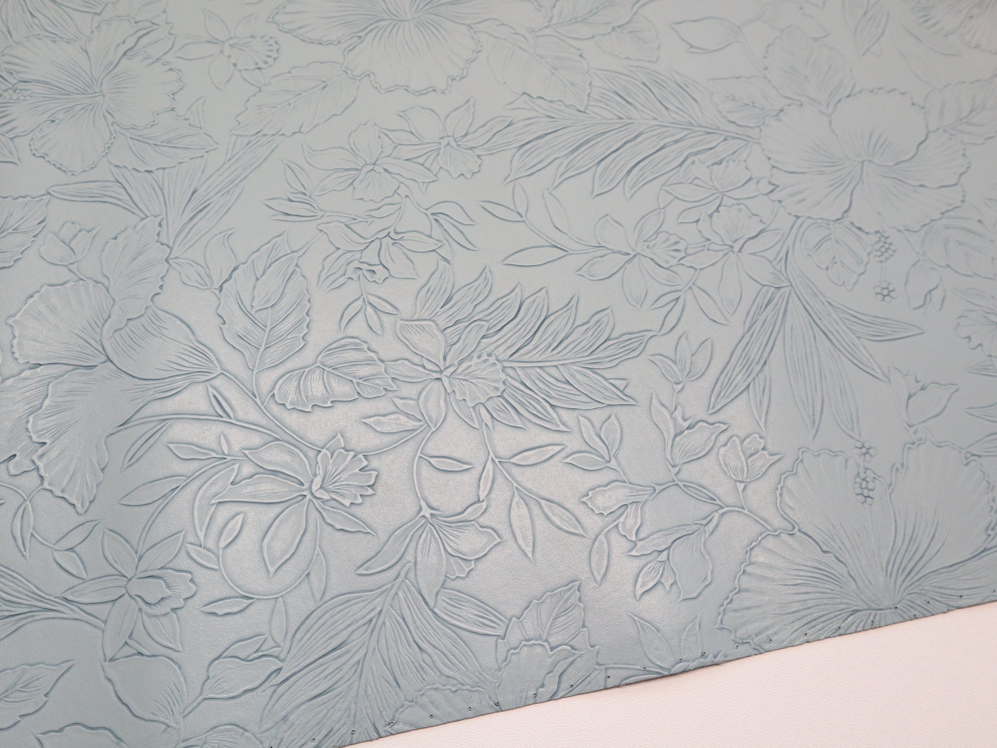 REMNANT/OFFCUT - Embossed Faux Leather - Rain - 16" x 16.5"