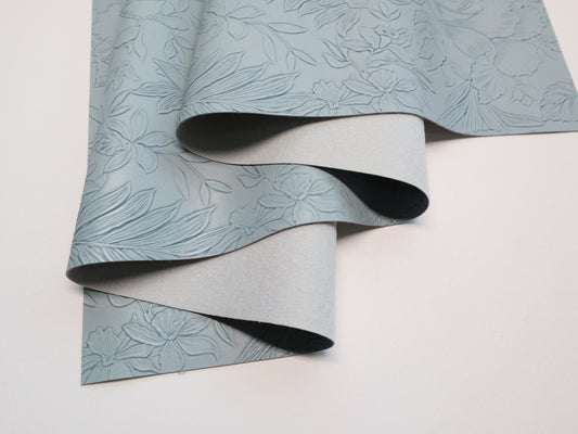 REMNANT/OFFCUT - Embossed Faux Leather - Rain - 17.5" x 18"