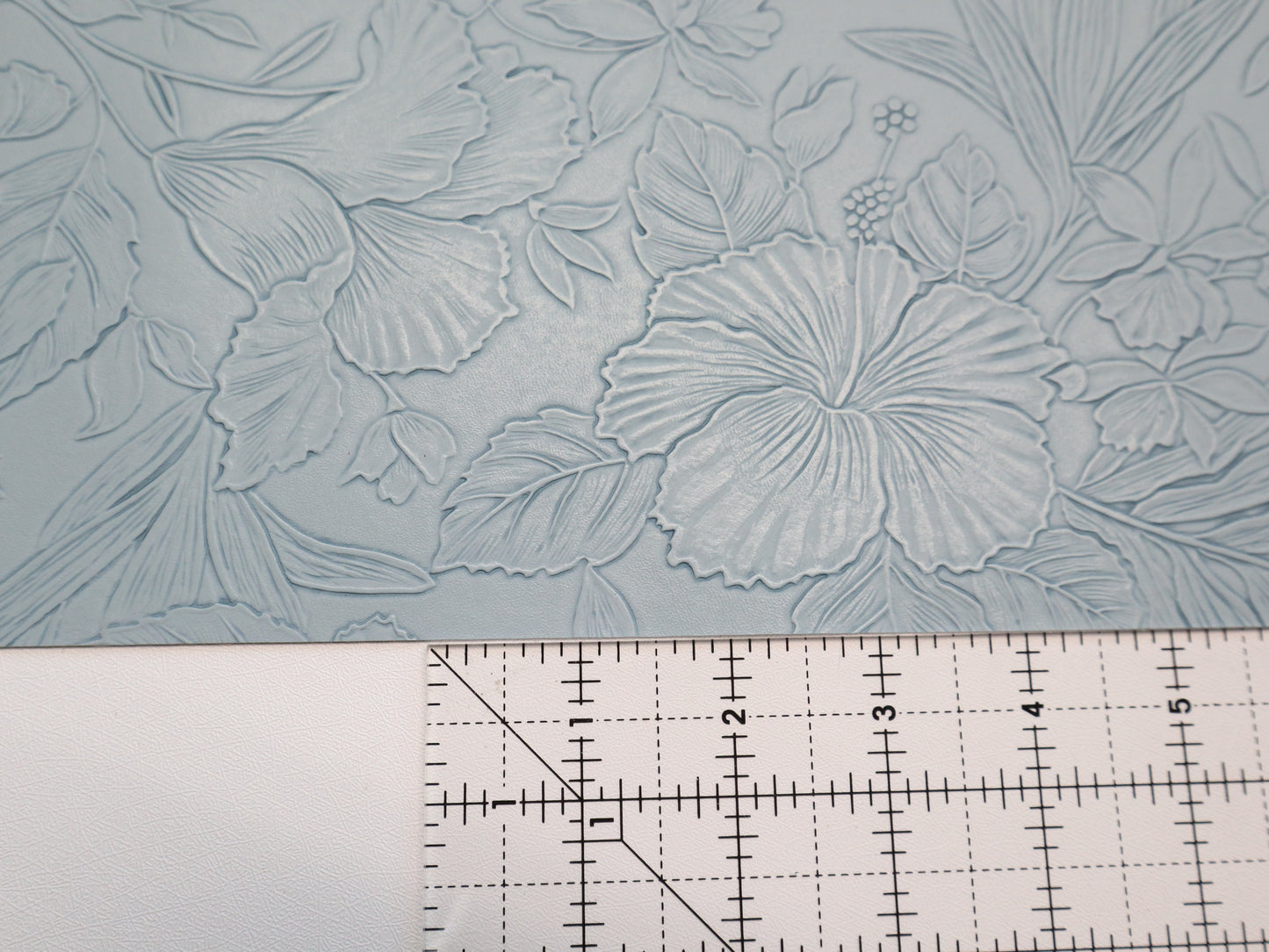 REMNANT/OFFCUT - Embossed Faux Leather - Rain - 16" x 16.5"