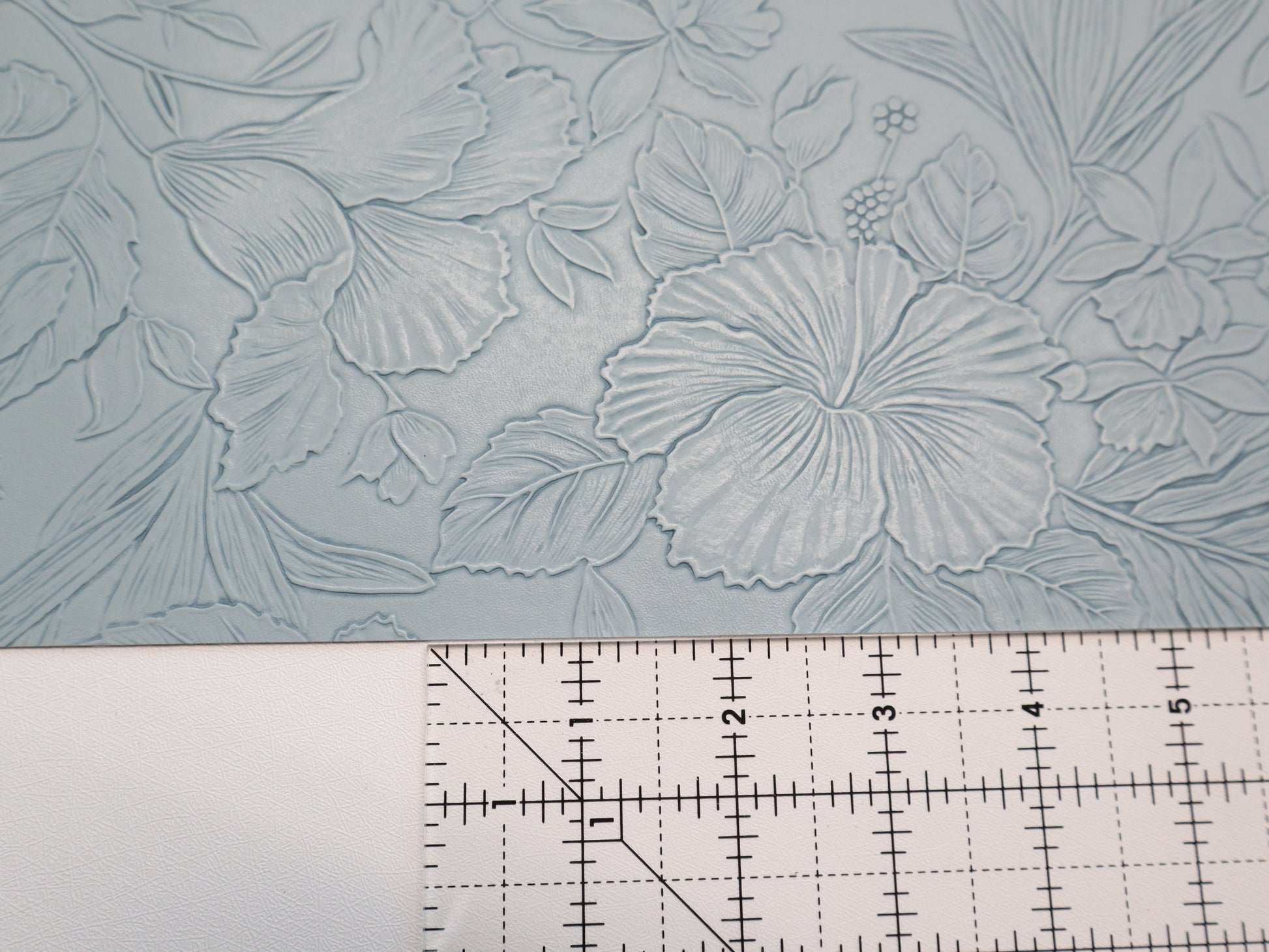 REMNANT/OFFCUT - Embossed Faux Leather - Rain - 16" x 16.5"
