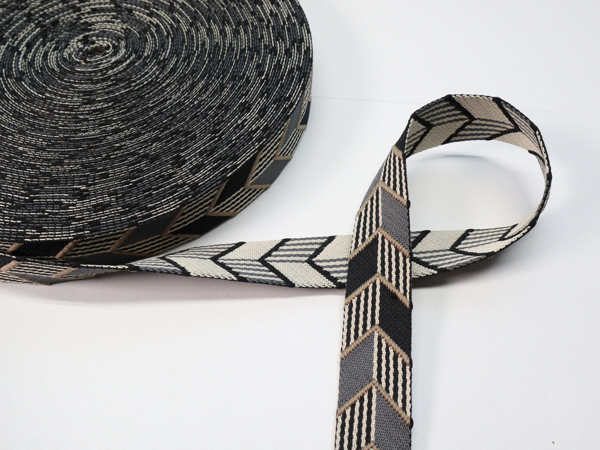 1" / 1.5" Webbing By the Yard - Artemis Black Grey