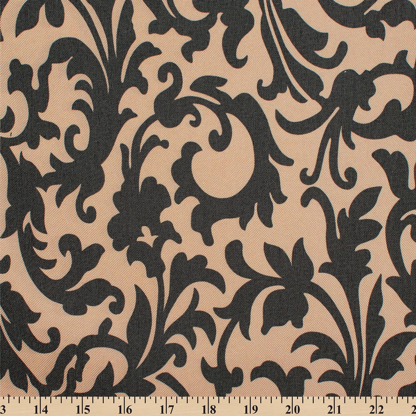 REMNANT/OFFCUT - Waterproof Canvas - Beige & Black Scroll 18" x 26"