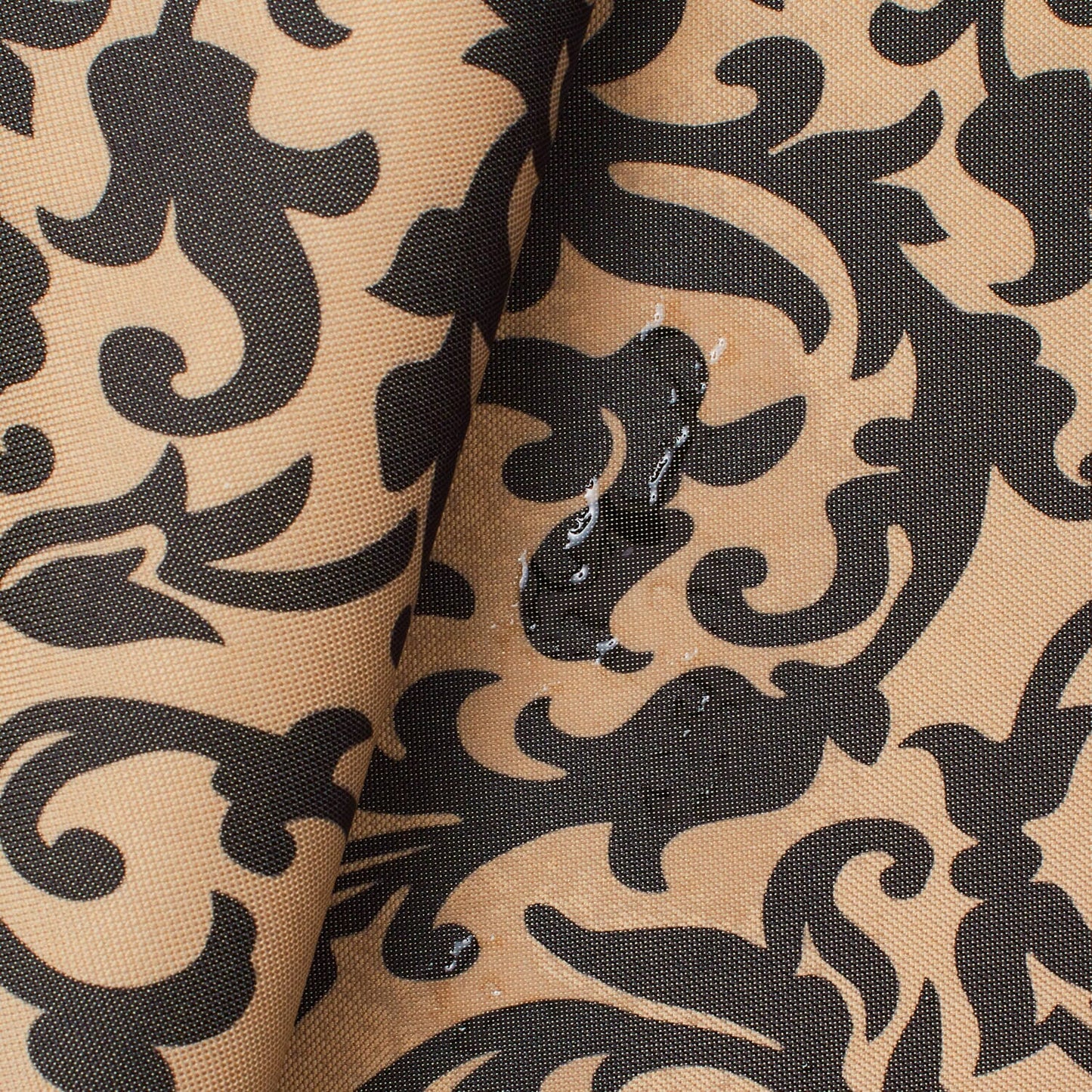 Waterproof Canvas - Beige & Black Scroll