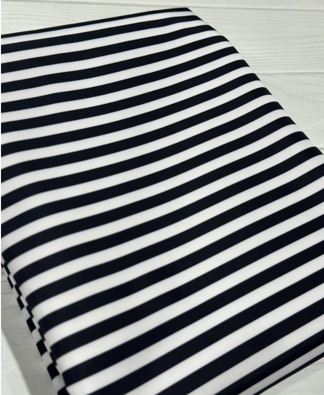 Lux Bonded Poly/Nylon- Black and White 1/4" Stripe