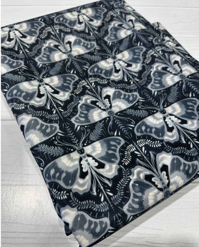 Lux Bonded Poly/Nylon- Monochrome Moths