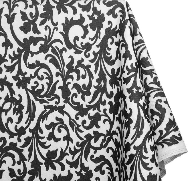 REMNANT/OFFCUT - Waterproof Canvas - Black & White Scroll 18" x 30"