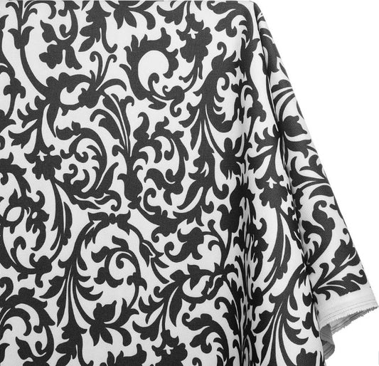 REMNANT/OFFCUT - Waterproof Canvas - Black & White Scroll 18" x 30"