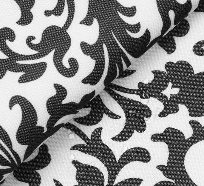 REMNANT/OFFCUT - Waterproof Canvas - Black & White Scroll 18" x 30"