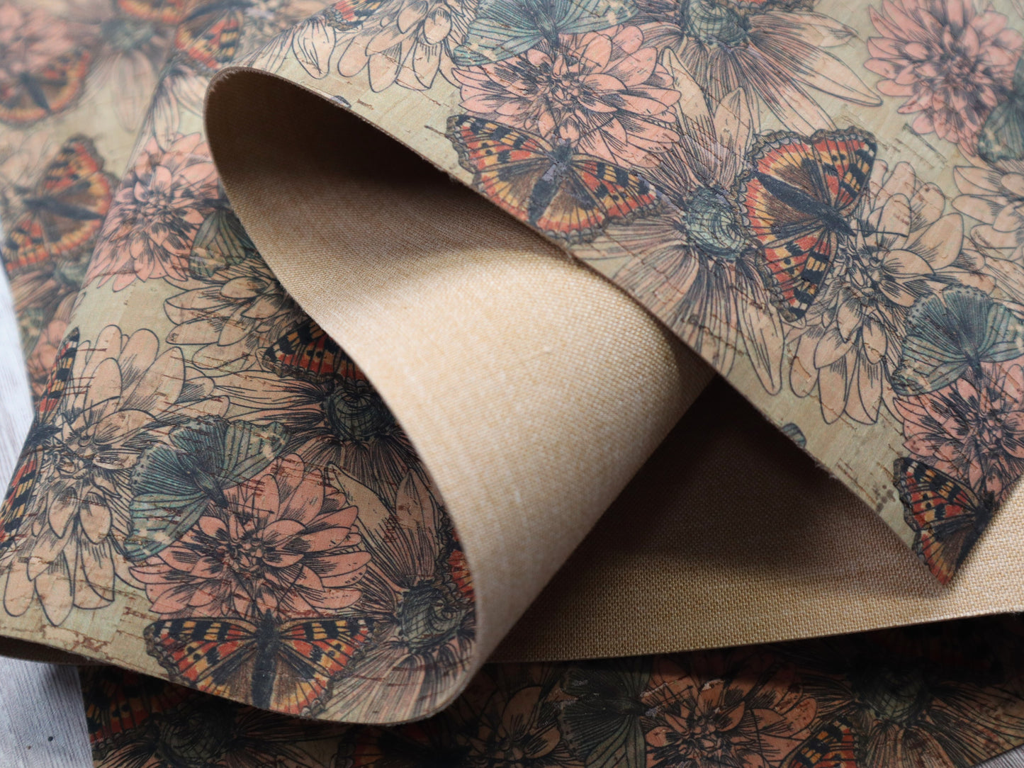 Cork Fabric Roll - Vintage Butterfly