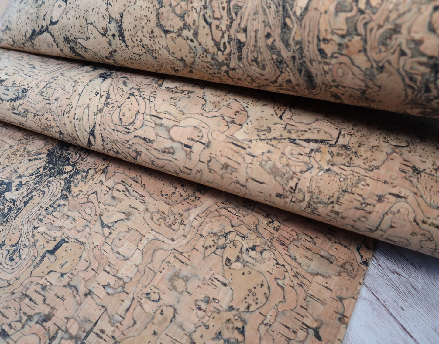 Cork Fabric Sheet - Earthy Marble