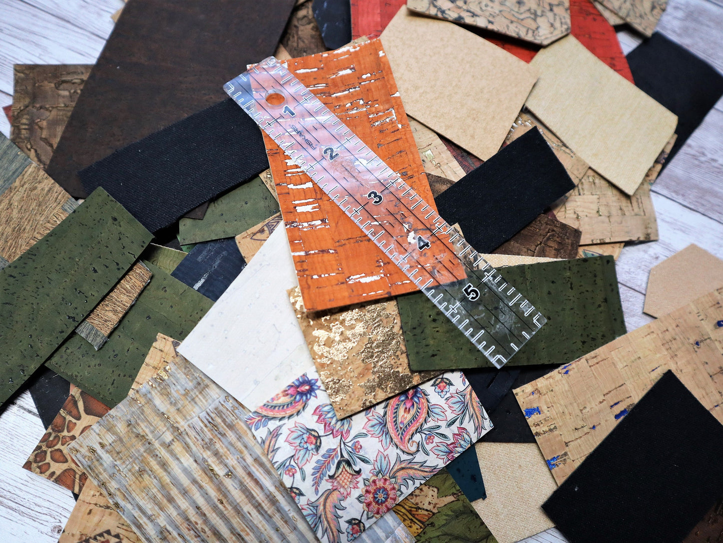 Prints & Solids Cork Fabric Scrap Pack