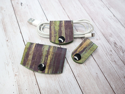 Cord Keeper Set- Green Navy Stripe