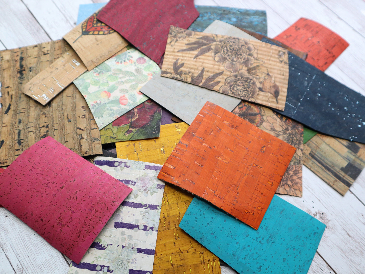 Prints & Solids Cork Fabric Scrap Pack