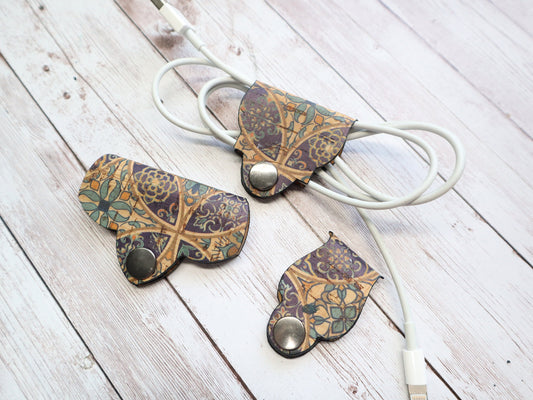 Cork Cord Keeper Set - Cathedral Flourish