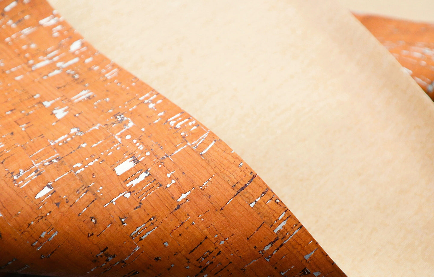 Cork Fabric Sheet- Orange with Silver Flecks-