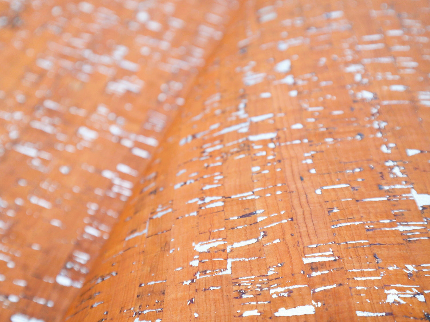 Cork Fabric Sheet- Orange with Silver Flecks-