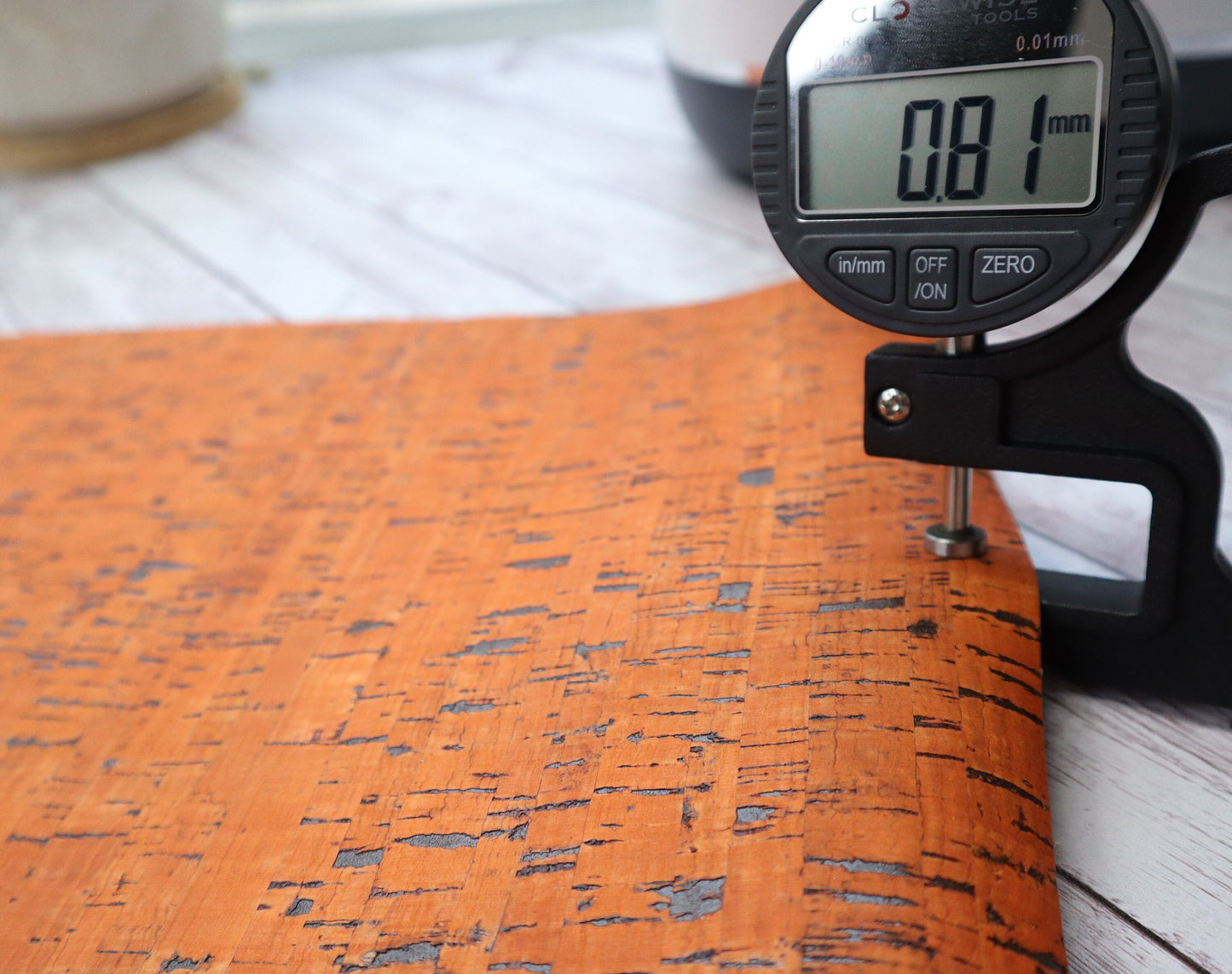 Cork Fabric Sheet - Orange with Black Specks