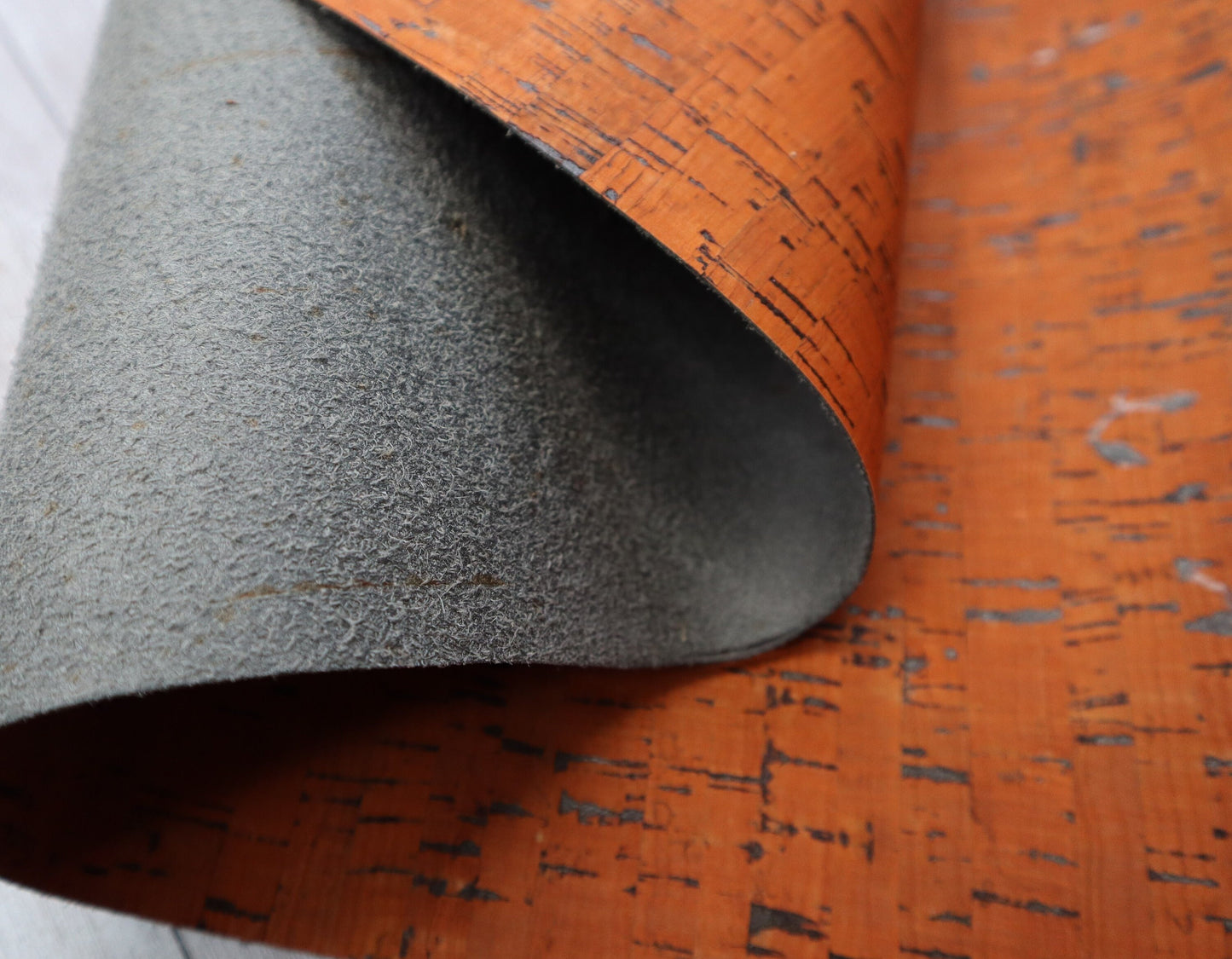 Cork Fabric Sheet - Orange with Black Specks