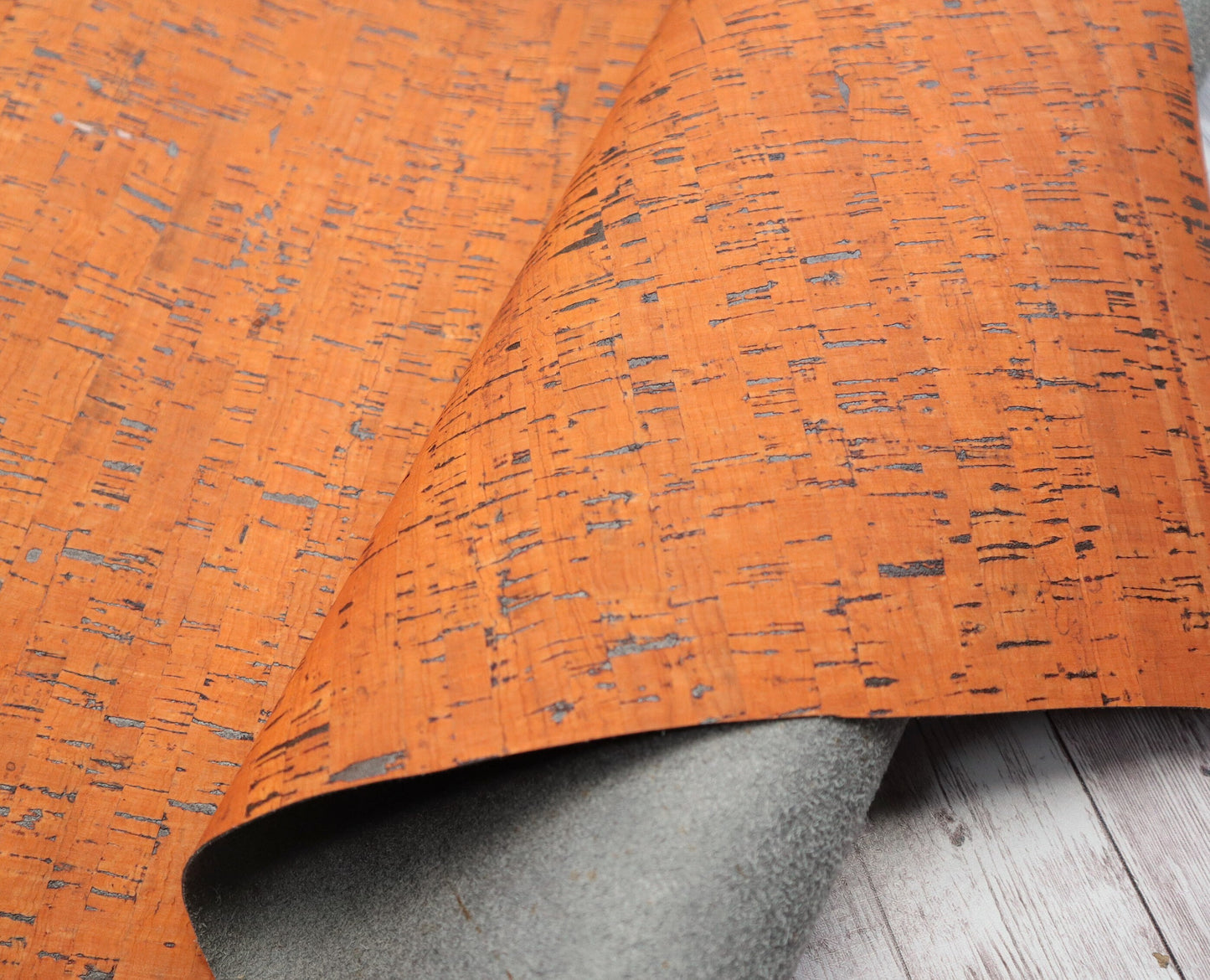 Cork Fabric Sheet - Orange with Black Specks